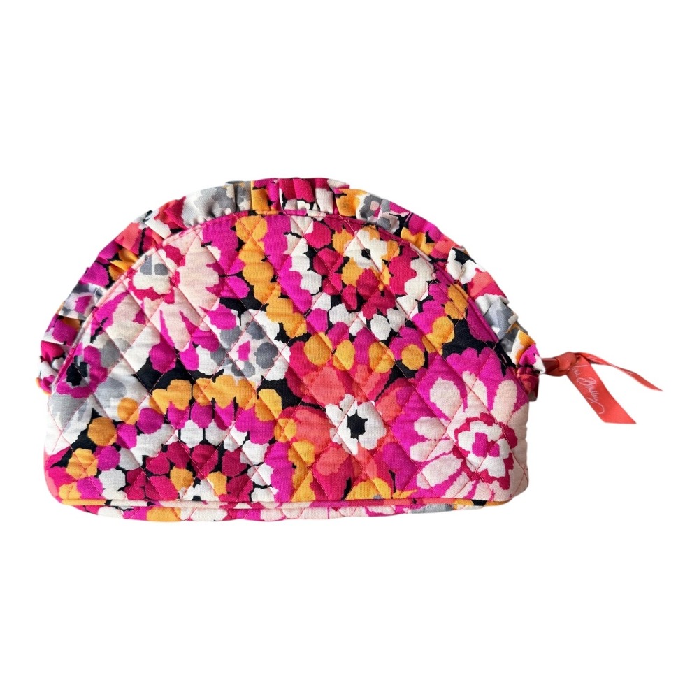 Vintage Y2K Vera Bradley Pixie Blooms Ruffle Cosmetic Pouch 9x6 PVC Floral Zip